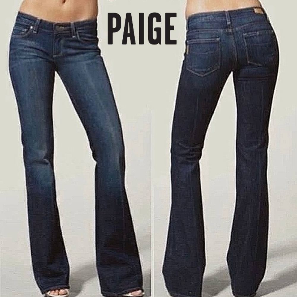 Paige Bell Canyon Flare Jeans Womens 26 Dark Wash Low Rise